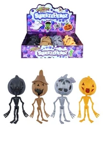 4 Halloween Squeezy Pumpkin Skeleton etc 14cm Party Bag Favors Prizes Kids Toys - Picture 1 of 1