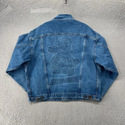 Vintage Andre Agassi Jacket Mens Extra Large Blue 90s Denim Jean Trucker - Image 1 of 4