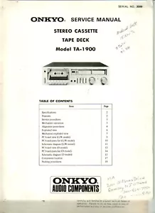 Onkyo TA-1900 Cassette Deck Manual and Service Manual - Picture 1 of 1
