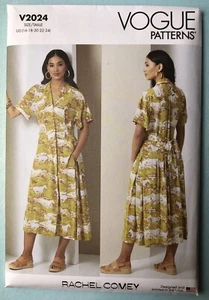 Vogue 2024 Rachel Comey Loose Fit Midi Dress Asym Front Pattern Sz 16-26 Uncut - Picture 1 of 2