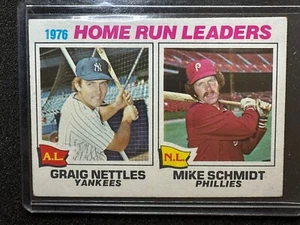 1977 Topps Baseball #2 1976 Home Run Leaders (Graig Nettles / Mike Schmidt) - Bild 1 von 2