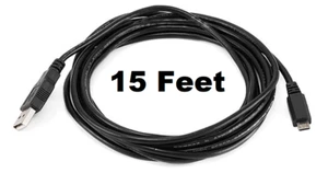 15 Feet Micro USB Cable Extra Long Cord Charger Smartphone Android Phones Tablet - Picture 1 of 8