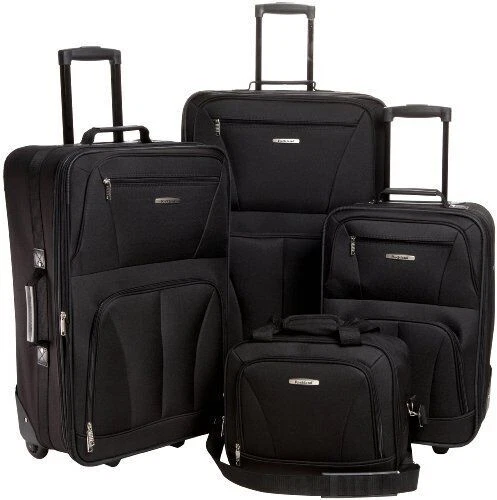 Rockland Journey Softside Upright Luggage - Set of 4, Black