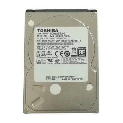 For Toshiba 2TB MQ01ABB200 5400RPM 8MB 3Gbs SATA 2.5" Internal HDD Hard Drive - Image 1 of 2