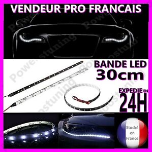 BANDE A LED PLATE SMD BANDEAU RUBAN PLAT EN BLANC 12V POUR VOITURE LUMIERE 6500K