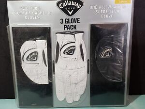 3 Pack CALLAWAY All Weather Suede Golf Glove Premium Cabretta Adult Large
