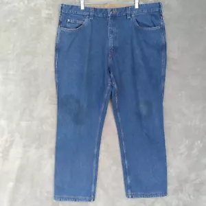 DULUTH Mens Jeans Size 43X32 Straight Leg Blue Denim Cotton Dark Wash Workwear - Picture 1 of 17