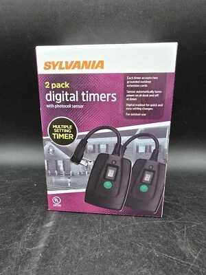 SYLVANIA 2 Pack Digital Timers Photocell Light Sensor Outdoor Multiple Settings  - Image 1 of 4