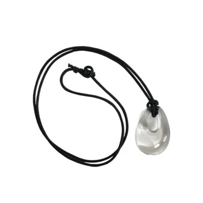 Collar con cordón negro 32" lágrima acrílico 2" colgante cierre de corbata Foto 1 de 4