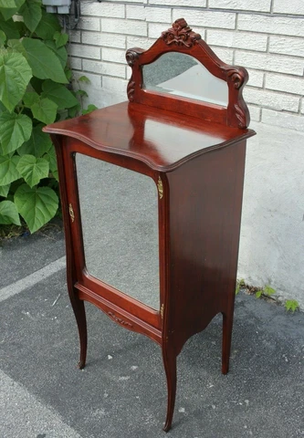 19th Century Cherry wood Cabinet with 2 Mirrors and Key Cover