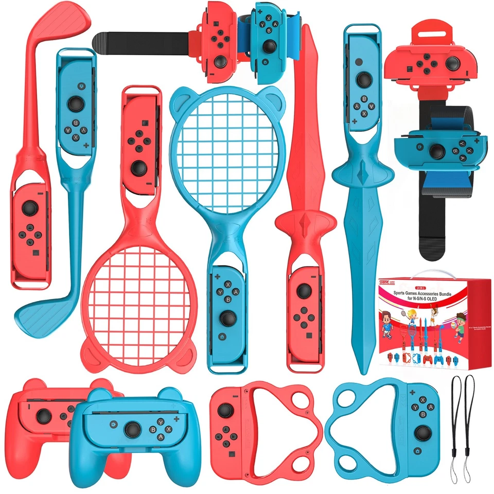 14 in 1 Sports Games Accessories Kit for Nintendo Switch/OLED Console & Joy-con - Image 1 of 4