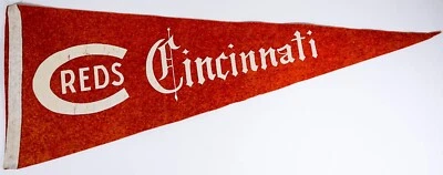 RARE Original 1930's Baseball Cincinnati Reds Stadium Souvenir Full Size Pennant - Image 1 of 4