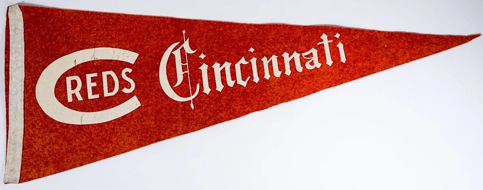 RARE Original 1930's Baseball Cincinnati Reds Stadium Souvenir Full Size Pennant - Image 1 of 4