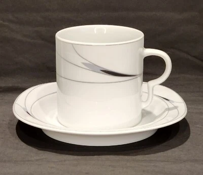 Taza y platillo de café de té MIKASA CAVIAR VINTAGE diseño moderno RETIRADO  Foto 1 de 4