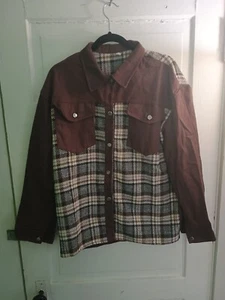 Braun und Flanell Jacke mit Knopfleiste Größe M - Bild 1 von 6