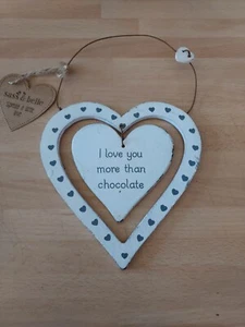 I Love You More Than Chocolate Loveheart Plaque - Picture 1 of 1