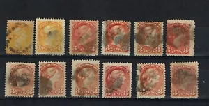 CANADA SMALL QUEENS FANCY CANCELS USED MOSTLY 3 CENT. - Picture 1 of 1