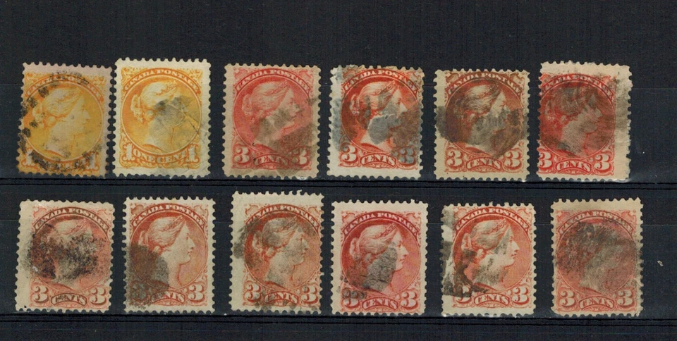 CANADA SMALL QUEENS FANCY CANCELS USED MOSTLY 3 CENT. - Image 1 of 1