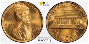 PCGS MS67+ RD 1977 Lincoln Memorial Cent Red Plus - Picture 1 of 3