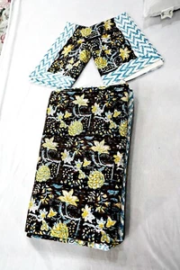 Bedding Quilt Bedspread Throw Cotton Bedcover Block Print with Pillow Cover - Picture 1 of 8