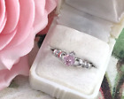 Vintage Jewelry Gold Claddagh Love Ring Pink Heart White Sapphire Jewellery 10 U