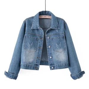New Ladies Denim Coat Women's Blue Loose Oversized Vintage Denim Jacket XXS-L - Picture 1 of 11