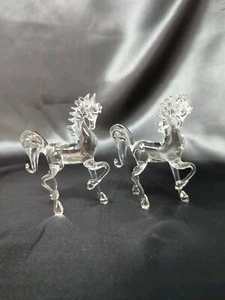 2 Mini Klarglas Pferde Figur tänzelnde Pferde Figurenset Tier Neu - Bild 1 von 8