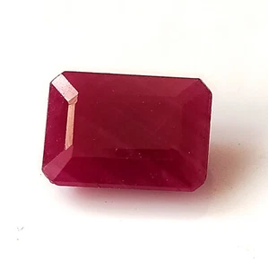 Genuine Ruby Natural Unheated Ruby Faceted Emerald Cut Ring Size Stone 9.75 Cts - Picture 1 of 6