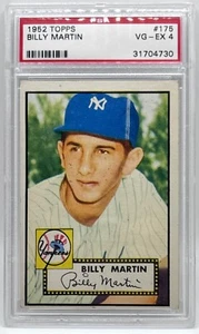 Tarjeta de novato 1952 Topps #175 Billy Martin PSA 4 Yankees - Imagen 1 de 2