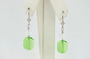 Graphic Crystals made with Swarovski Drop Dangle Earrings 925 Sterling Silver - Picture 1 of 16