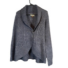 Sonoma Navy Blue Cable Knit Shawl Draped One Button Sweater Cardigan Women Sz XL