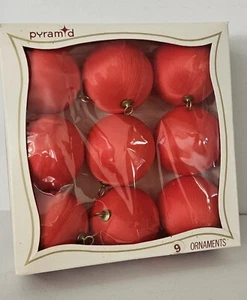 VTG Red Satin Sheen Christmas Ball Ornaments. Pyramid. Unbreakable. x9 in Box.  - Picture 1 of 6
