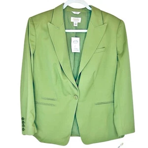 Vintage Talbots Blazer 12W Green Cotton Silk Stretch Lined Career Jacket NWT NEW - Picture 1 of 8