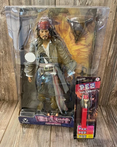 Pirates of the Caribbean Capt. Jack Sparrow Large Talking Doll in Box w/Pez Dis Cover