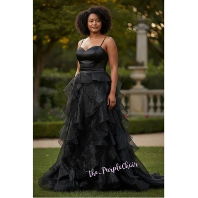 Vestido TORRIDO NUEVO CON ETIQUETAS Vintage Sin Mangas Negro Gasa Con Volantes Ondas 14 Foto 1 de 4