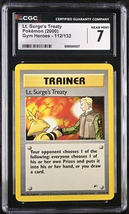 Lt. Surge's Treaty 112/132 Gym Heroes CGC 7 Near Mint 2000 - Picture 1 of 2