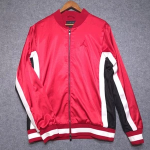 Jordan Jumpman Jacket Mens Medium Red Black Satin Elephant Zip Retro bomber Bred - Picture 1 of 18