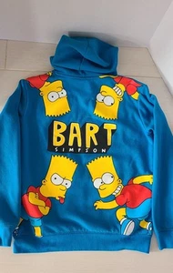 The Simpsons Bart Simpson Boys Hoodie Sweatshirt 14/16 Blue Pullover Embroidered - Picture 1 of 6