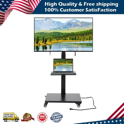 Soporte de TV con ruedas para televisores de pantalla plana curva de 32-75 pulgadas con toma de corriente Foto 1 de 4
