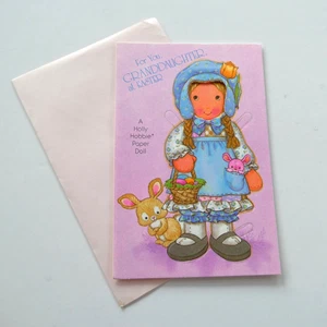Tarjeta de felicitación americana de Pascua nieta muñeca de papel Holly Hobbie 1979 de colección - Imagen 1 de 7