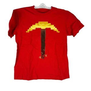Minecraft Pickaxe Graphic T Shirt Red Medium Mojang Official Jinx Cotton 2015  - Picture 1 of 3