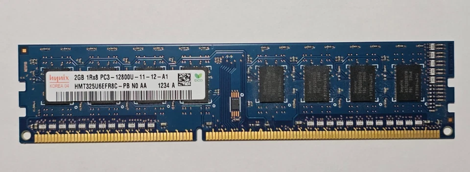 HYNIX 2GB DDR3 1600MHZ PC3-12800 240-PIN NON-ECC UNBUFFERED SINGLE RANK DIMM - Image 1 of 1