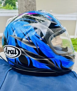 Vintage 2000 Arai Raptor Blue Full Face Helmet/Quantum F/Bag/Clear Visor/Size XL - Picture 1 of 19
