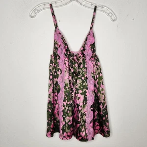 Victoria's Secret Small Satin Pink Camo Lace Babydoll Empire Waist Lingerie Y2K - Picture 1 of 10