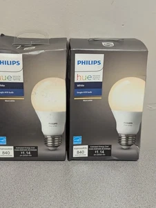 2 Pack Philips Hue White A19 Single LED 9.5W 840 Lumens E26 New & Sealed - Picture 1 of 9