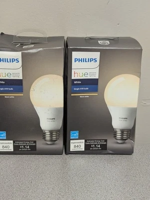 2 Pack Philips Hue White A19 Single LED 9.5W 840 Lumens E26 New & Sealed - Image 1 of 4