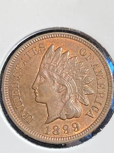Sharp 1899 Indian Cent Choice Red-Brown Uncirculated BU/MS/UNC - Picture 1 of 2