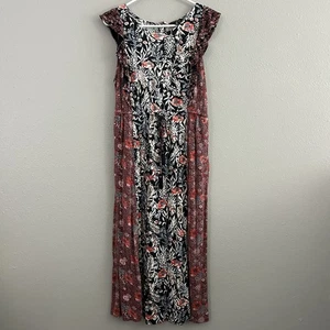 Lucky Brand Mixed Print Floral Maxi Dress Size M Boho Peasant Hippie - Picture 1 of 7