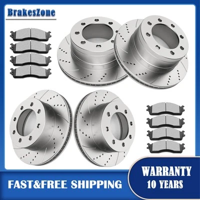 Front Rear Brake Rotors Pads fit for Dodge RAM 3500 2003-2008 Drilled Slotted - Изображение 1 из 4