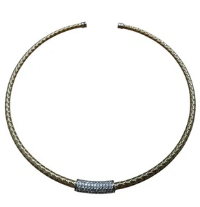 Collana Vicenza Argento Oro Sterling Tessuto Collare Diamonique Cubic Zirconia - Foto 1 di 8